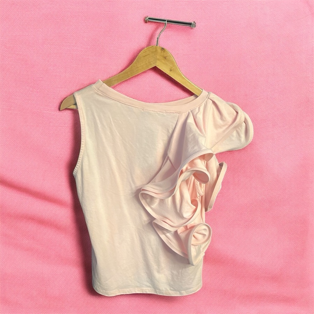 Pink Sleeveless Top with Ruffle Detail